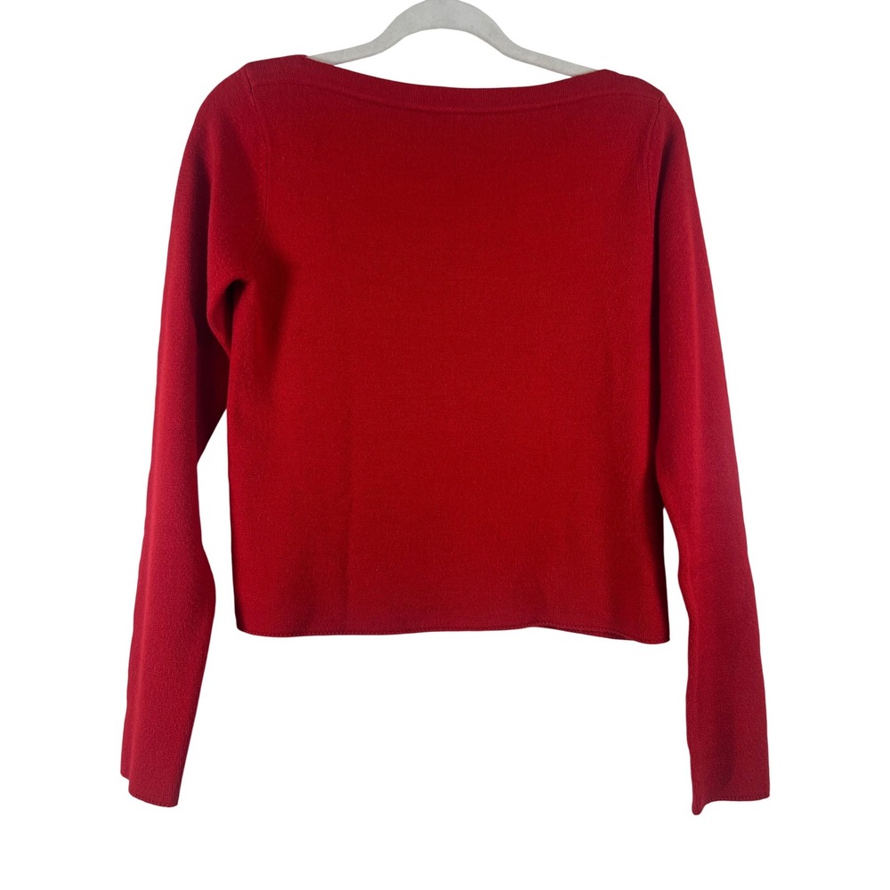Esprit Vintage Tomato Red Ribbed Boatneck Knit Pullover Sweater Size XS / S